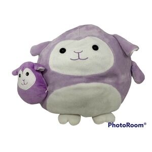 Goffa plush purple white round sheep lamb pillow holding baby soft squishy